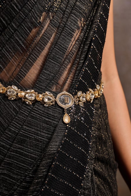 Tarun Tahiliani Gold Crystals, Brooches, Stones Jewelled Belt Online at Aza Fashions Tarun Tahiliani_Gold Crystals, Brooches, Stones Jewelled Belt _Online_at_Aza_Fashions