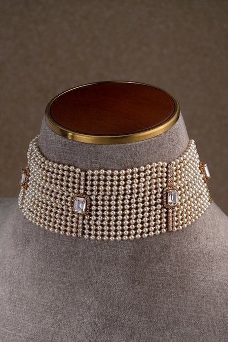 Tarun Tahiliani Pearl Bar Embellished Choker