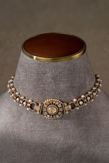 Tarun Tahiliani Zircon Embellished Sleek Choker 