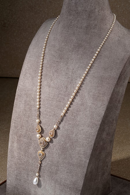 Tarun Tahiliani Handcrafted Zircon Lariat Necklace