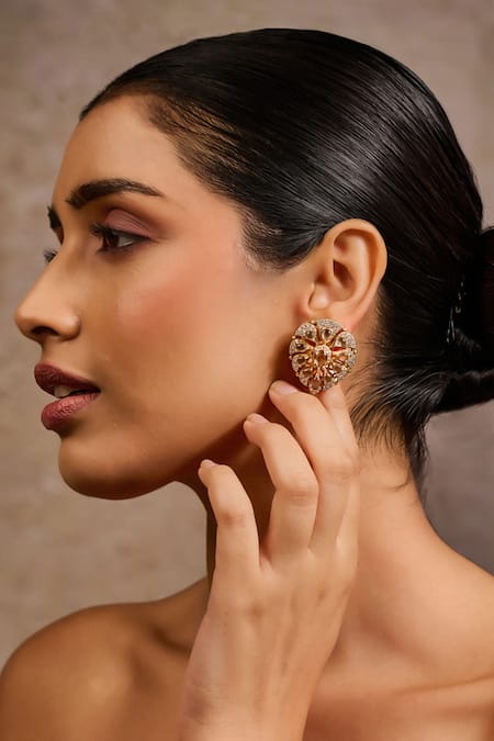 Tarun Tahiliani Pear Shaped Embellished Stud Earrings