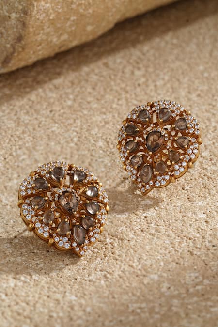 Tarun Tahiliani Pear Shaped Embellished Stud Earrings