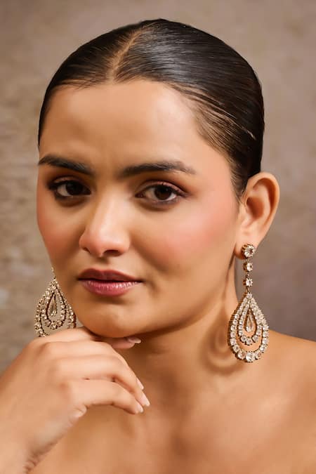Tarun Tahiliani Pear Shaped Embellished Dangler Earrings