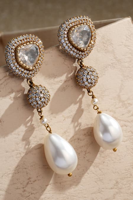 Tarun Tahiliani Handcrafted Embellished Long Earrings