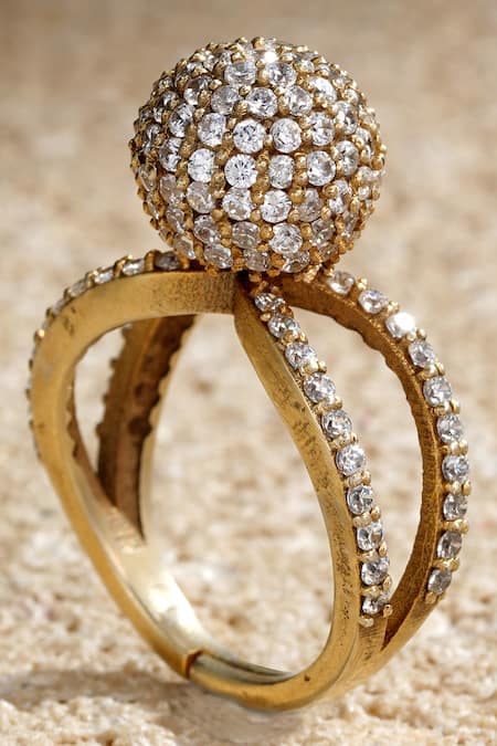 Tarun Tahiliani Circular Embellished Finger Ring