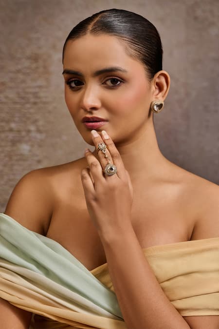 Tarun Tahiliani Embellished Chain Link Double Finger Ring