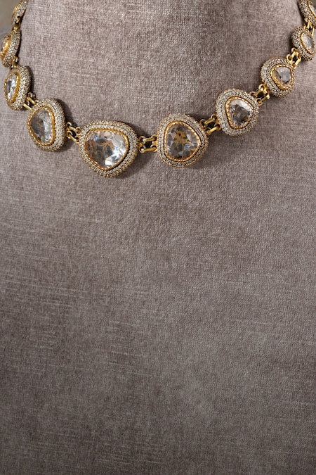 Tarun Tahiliani Gold Plated Swarovski Stone Studded Gulluband Choker Online at Aza Fashions Tarun Tahiliani_Gold Plated Swarovski Stone Studded Gulluband Choker _Online_at_Aza_Fashions