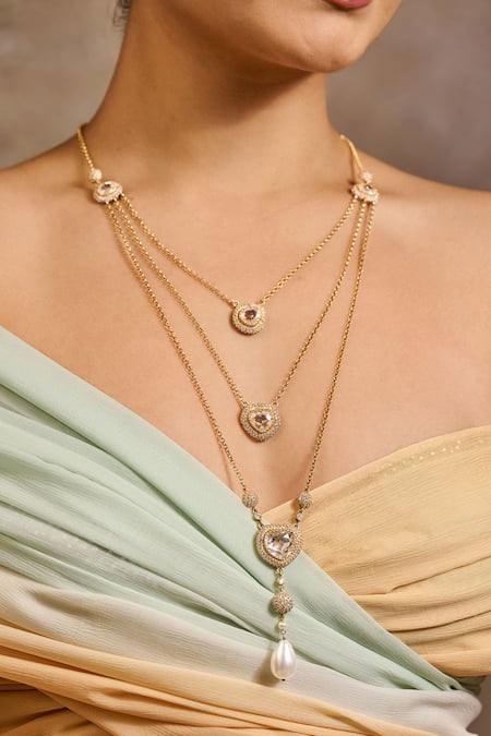 Tarun Tahiliani Multi Layered Embellished Necklace