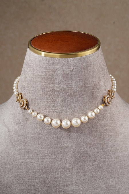 Tarun Tahiliani Pearl Studded Sleek Gulluband Choker 