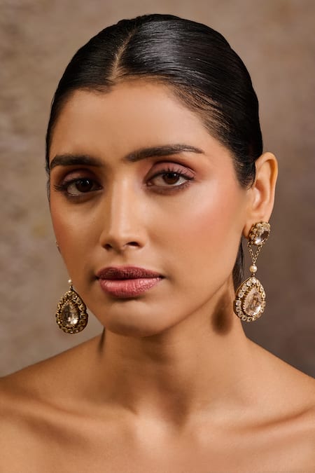 Tarun Tahiliani Pear Motif Drop Embellished Earrings