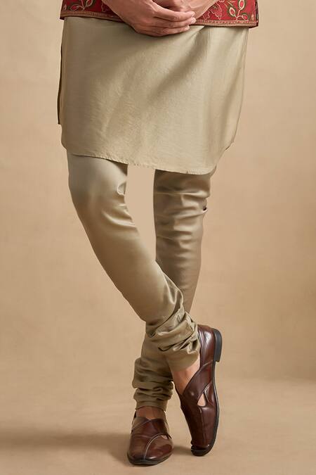 Kalista Olive Green Viscose, Silk, Chanderi Embroidery Ishvik Bundi Kurta Set Online at Aza Fashions Kalista_Olive Green Viscose, Silk, Chanderi Embroidery Ishvik Bundi Kurta Set _Online_at_Aza_Fashions