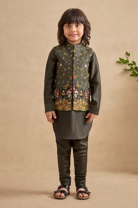 Kalista Reyhan Floral Print Bundi Kurta Set 