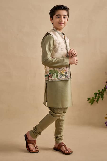 Kalista Anvik Floral Print Bundi Kurta Set
