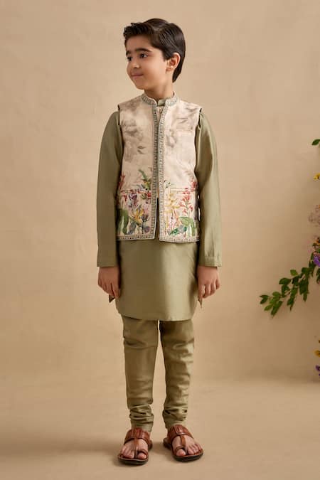 Kalista Anvik Floral Print Bundi Kurta Set