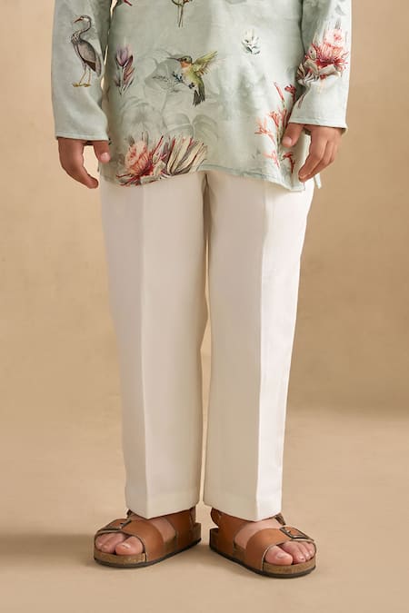 Kalista_Gray Viscose Nasir Printed Kurta Set _Online_at_Aza_Fashions