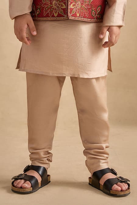 Kalista Beige Chanderi Embroidery Ishvik Bundi Kurta Set Online at Aza Fashions Kalista_Beige Chanderi Embroidery Ishvik Bundi Kurta Set _Online_at_Aza_Fashions