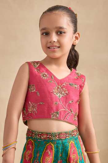 Buy Kalista Pink Silk Embroidery, Zari Urja Floral Sharara Blouse Set Online at Aza Fashions Buy_Kalista_Pink Silk Embroidery, Zari Urja Floral Sharara Blouse Set _Online_at_Aza_Fashions