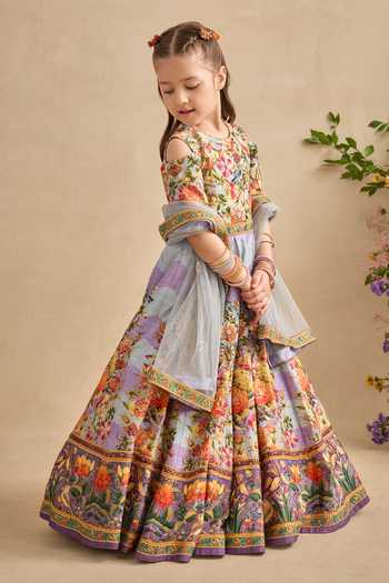 Kalista Purple Viscose, Silk, Tulle Zareen Floral Printed Anarkali With Dupatta Online at Aza Fashions Kalista_Purple Viscose, Silk, Tulle Zareen Floral Printed Anarkali With Dupatta _Online_at_Aza_Fashions