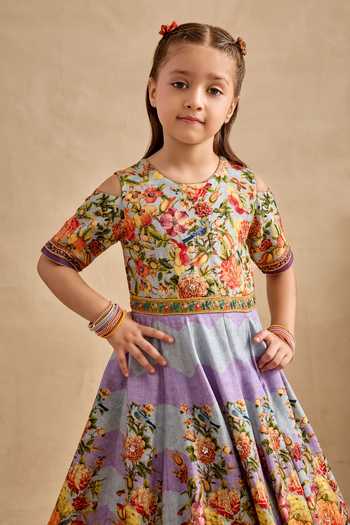 Shop Kalista Purple Viscose, Silk, Tulle Zareen Floral Printed Anarkali With Dupatta Online at Aza Fashions Shop_Kalista_Purple Viscose, Silk, Tulle Zareen Floral Printed Anarkali With Dupatta _Online_at_Aza_Fashions