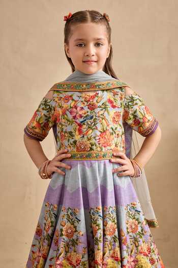 Kalista Purple Viscose, Silk, Tulle Zareen Floral Printed Anarkali With Dupatta at Aza Fashions Kalista_Purple Viscose, Silk, Tulle Zareen Floral Printed Anarkali With Dupatta _at_Aza_Fashions
