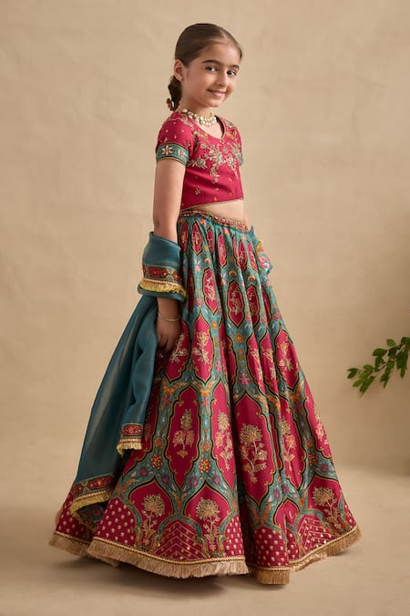 Buy Kalista Magenta Viscose, Silk, Tissue Embroidery, Shazia Printed Lehenga Blouse Set Online at Aza Fashions Buy_Kalista_Magenta Viscose, Silk, Tissue Embroidery, Shazia Printed Lehenga Blouse Set _Online_at_Aza_Fashions