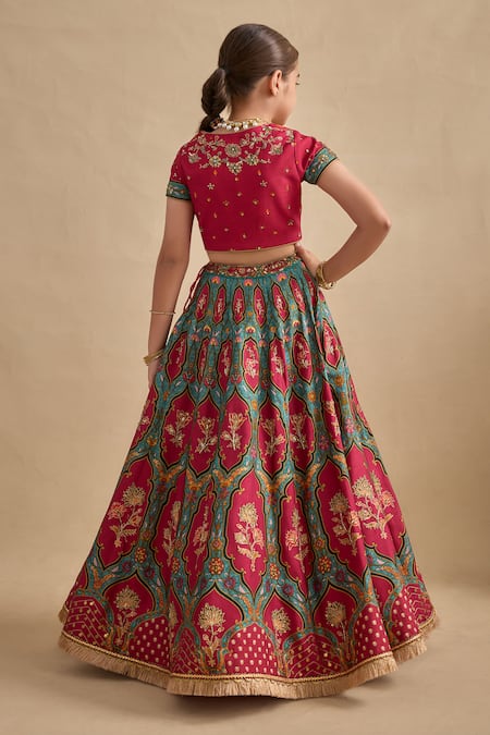 Shop Kalista Magenta Viscose, Silk, Tissue Embroidery, Shazia Printed Lehenga Blouse Set Online at Aza Fashions Shop_Kalista_Magenta Viscose, Silk, Tissue Embroidery, Shazia Printed Lehenga Blouse Set _Online_at_Aza_Fashions