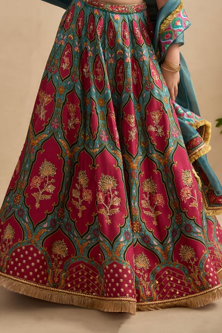 Shop Kalista Magenta Viscose, Silk, Tissue Embroidery, Shazia Printed Lehenga Blouse Set Shop_Kalista_Magenta Viscose, Silk, Tissue Embroidery, Shazia Printed Lehenga Blouse Set
