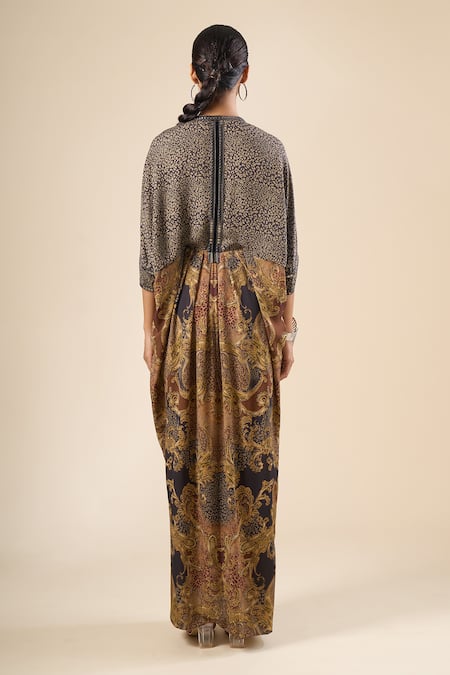 Tarun Tahiliani Paisley Floral Print Dress 