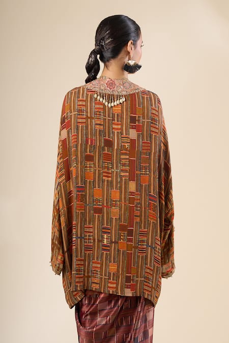 Tarun Tahiliani Geometric Print Long Jacket 