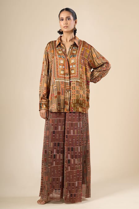 Tarun Tahiliani Geometric Print Palazzo 