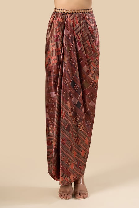 Tarun Tahiliani Printed Draped Skirt 