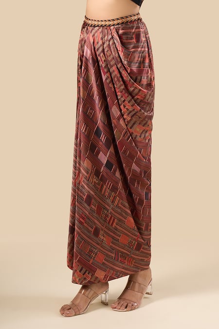 Buy_Tarun Tahiliani_Multi Color Printed Draped Skirt _Online_at_Aza_Fashions