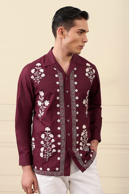 Gargee Designers Floral & Geometric Embroidered Shirt