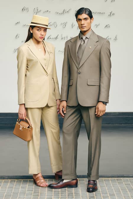 Gargee Designers Collared Coat With Pant