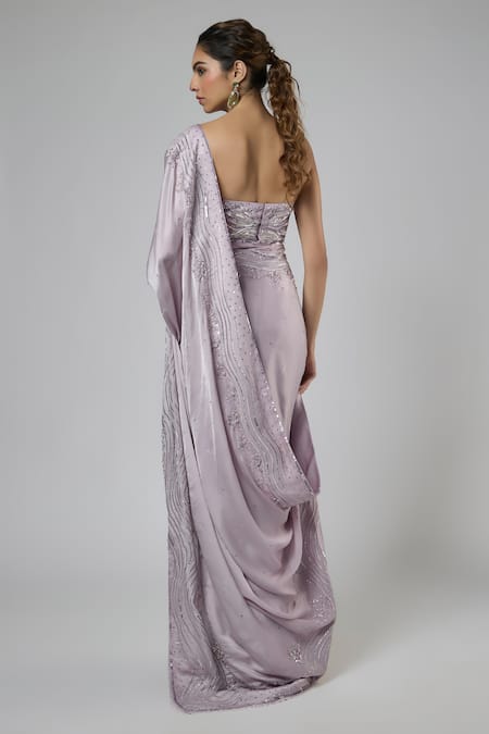 Masumi Mewawalla Embroidered Pre-Draped Saree & Blouse Set