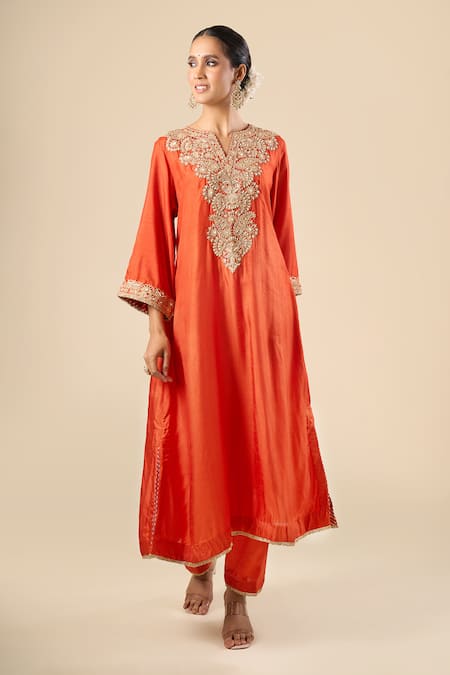 Sheetal Batra Yoke Embroidered Kurta With Pant 