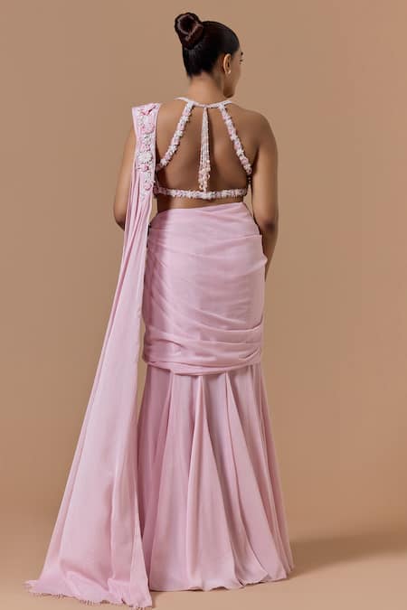 Nitika Gujral Shimmer Finish Pre-Draped Saree With Blouse 