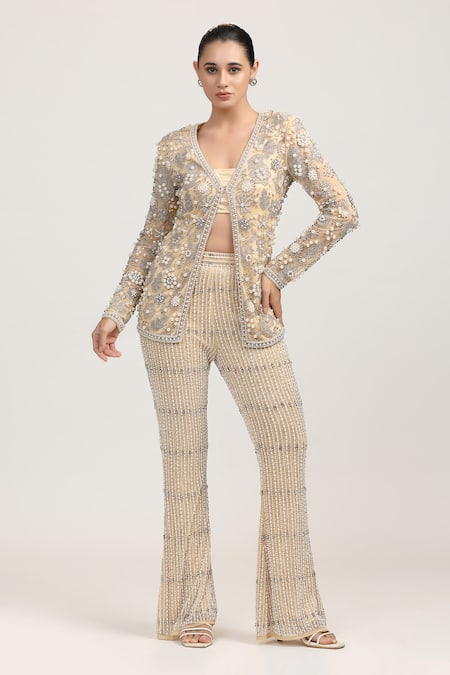 Bling Empire Aurora Crystal Embellished Jacket & Pant Set 