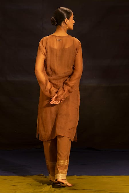 Banana Labs Woven Wave Pattern Kurta & Pant Set 