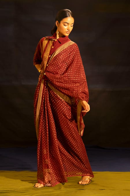 Banana Labs Kota Doria Polka Dot Saree  