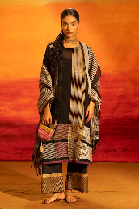 Banana Labs Striped & Checked Kurta Palazzo Set 