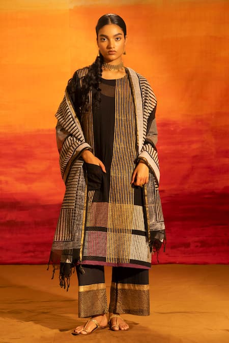 Banana Labs Striped & Checked Kurta Palazzo Set 