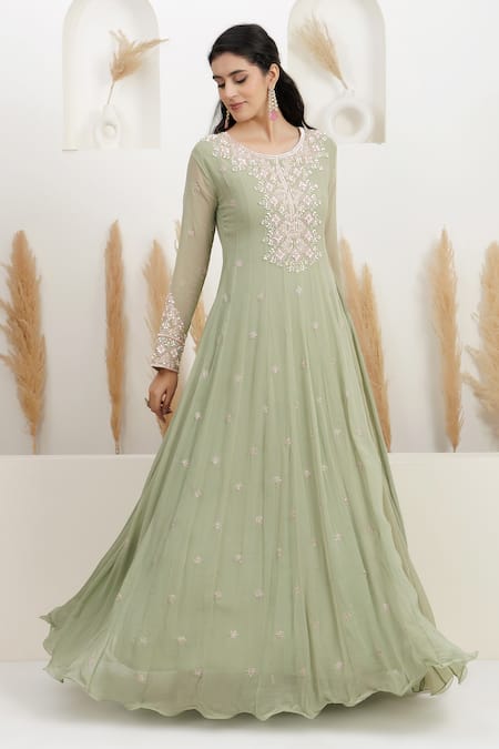 BAIDEHI Pearl & Sequin Embroidered Gown 