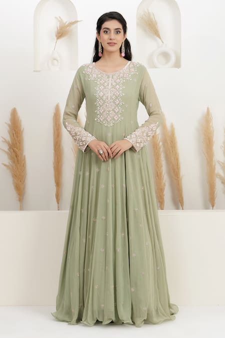 BAIDEHI Pearl & Sequin Embroidered Gown 