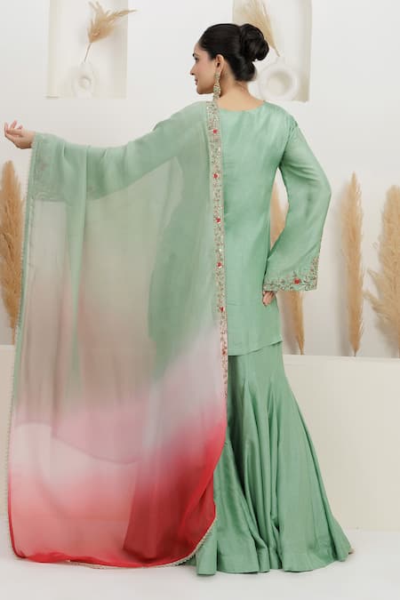 BAIDEHI Dabka & Zari Embroidered Kurta Sharara Set 