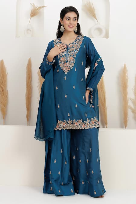 BAIDEHI Sequins Embroidered Kurta Sharara Set 