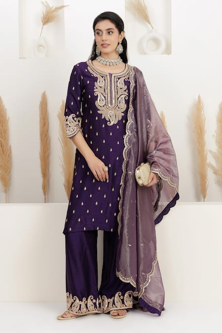 BAIDEHI Sequin & Pearl Embroidered Kurta Set 
