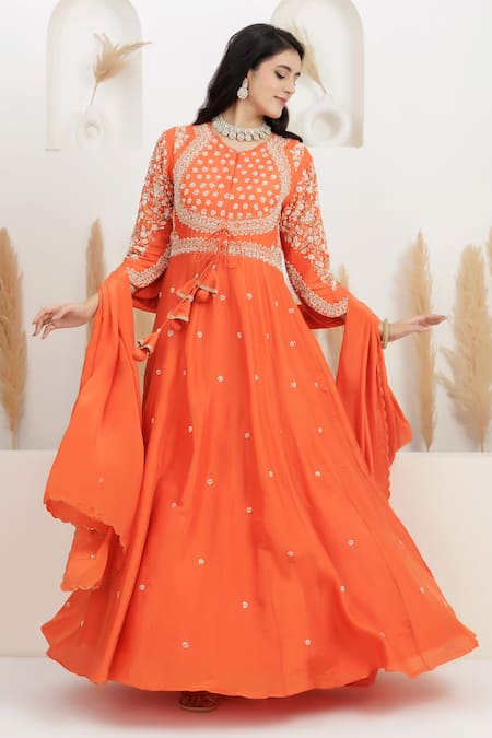 BAIDEHI Dabka Embroidered Anarkali With Dupatta 