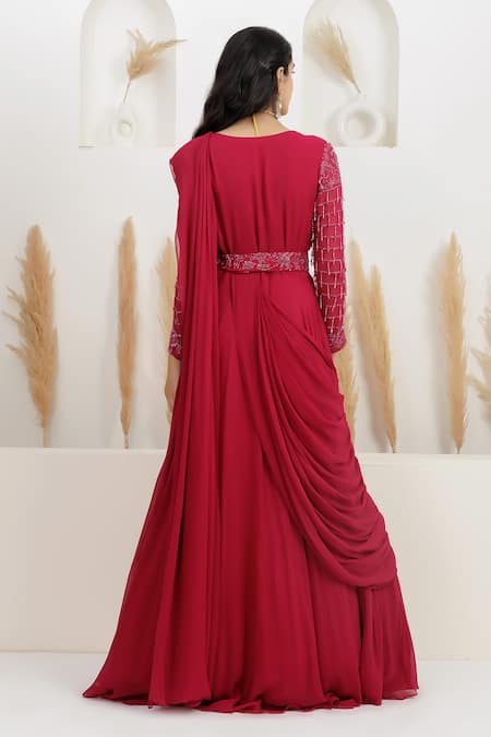 BAIDEHI Embroidered Draped Saree Gown 