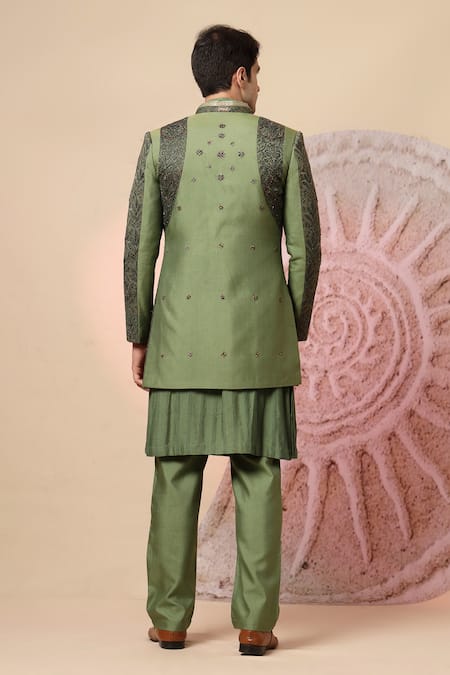 Soniya G Floral Embroidered Jacket Kurta Set 